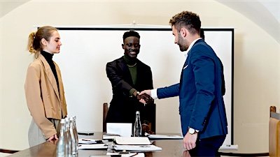 A business meeting in progress